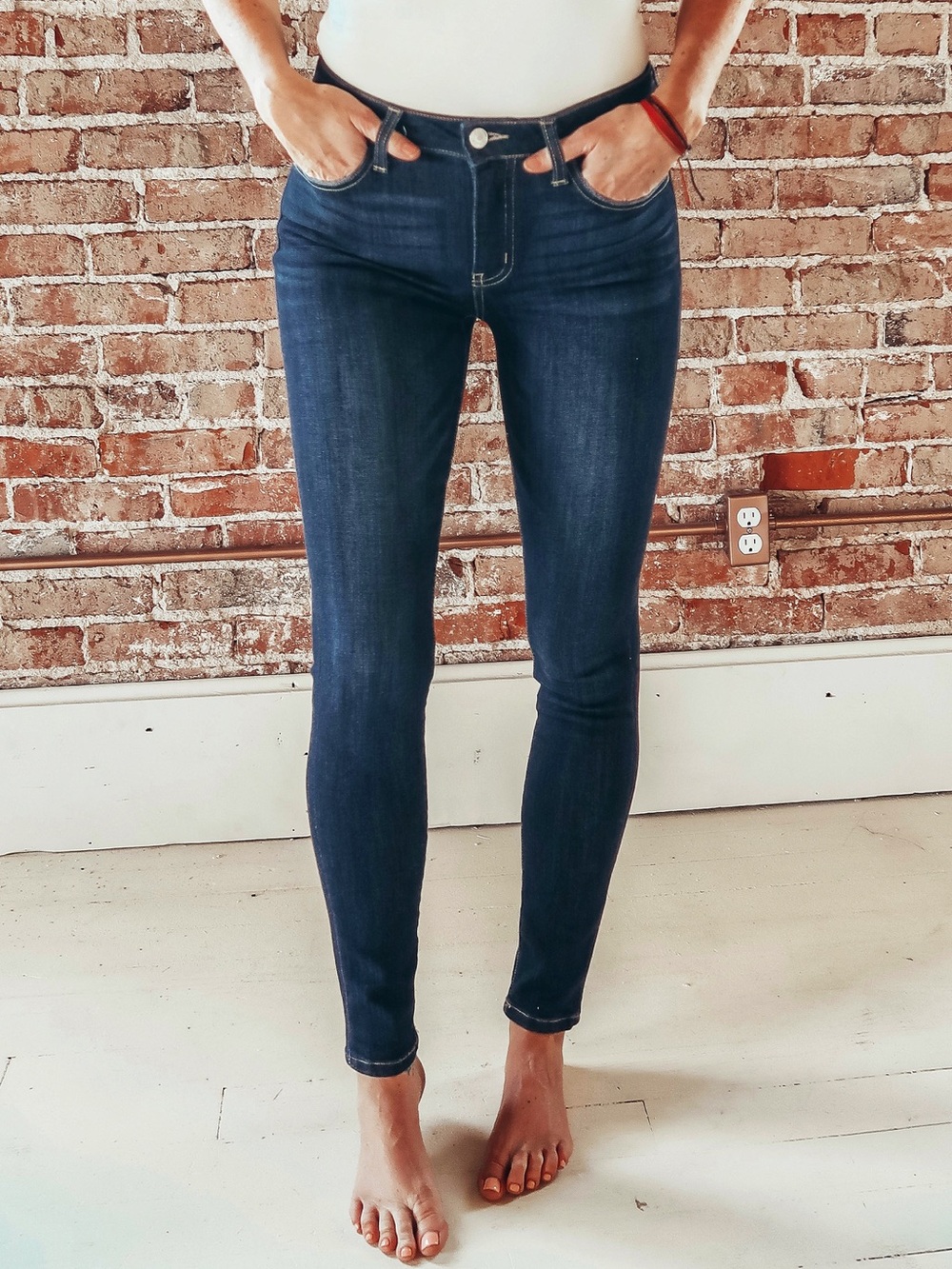Classic High-Rise Skinny Jeans - Dark Blue